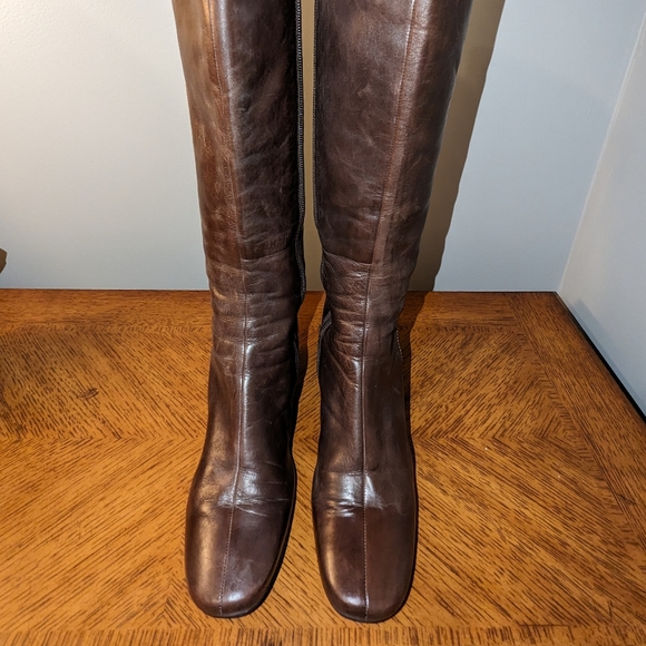 Ecco Bremen Brown Leather Zip Up Buckle Strap Knee High Boots Women 6.5 / 37 - Picture 4 of 9